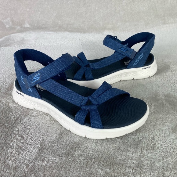 Skechers Slip-ins Sandals GOwalk Flex Womens Size 7 Navy Blue Strappy NEW - Picture 3 of 10